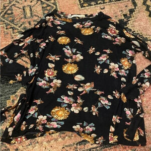 Oversized Navy Floral Henley - Size Medium